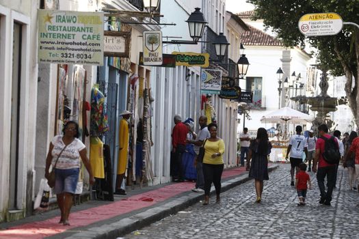 salvador, bahia / brazil - september 21, 2016: Tourists are seen by the streets of Pelourinho, Historic Center of Salvador.