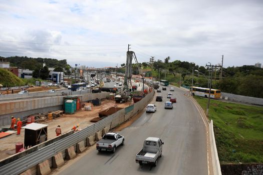 salvador, bahia, brazil - september 17, 2016: construction of Line 2 of the subway in the city of Salvador in the Paralela region, close to the Pernambues neighborhood.