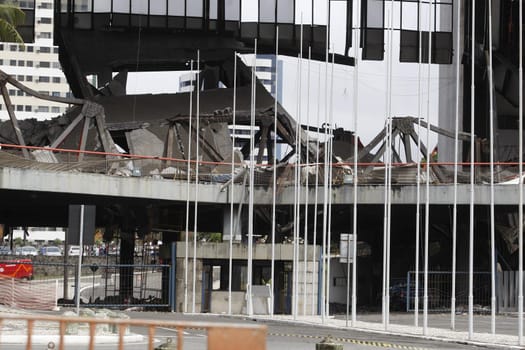 salvador, bahia, brazil - september 23, 2016: view of part of a floor of the Bahia Convention Center collapsed. The building that is in the Stiep neighborhood in Salvador.