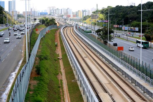 salvador, bahia / brazil - september 21, 2016: workers are seen working on the construction of Line 2 of the metro in the city of Salvador.