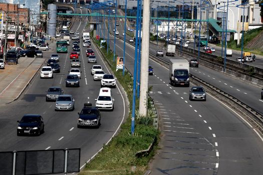 salvador, bahia / brazil - september 20, 2016: vehicles are seen passing through the Baia de Todos os Santos Expressway in the city of Salvador.