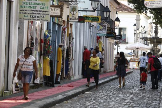 salvador, bahia / brazil - september 21, 2016: Tourists are seen by the streets of Pelourinho, Historic Center of Salvador.