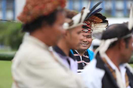 salvador, bahia / brazil - may 29, 2017: Indians from various Bahia tribes and ethnic groups camp in Salvador to discuss the political conjuncture and demand land demarcation.