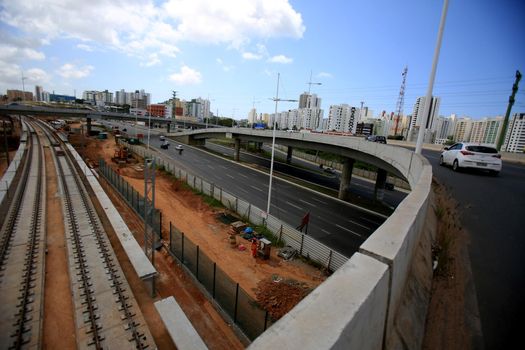 salvador, bahia / brazil - september 21, 2016: workers are seen working on the construction of Line 2 of the metro in the city of Salvador.