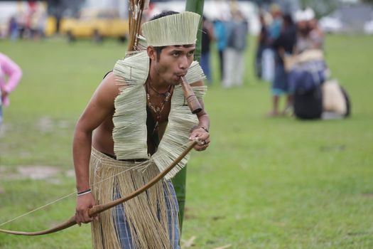 salvador, bahia / brazil - May 7, 2019: Indigenous of Bahia tribe are seen during to debate political conjuncture and demand demarcation of indigenous lands. 