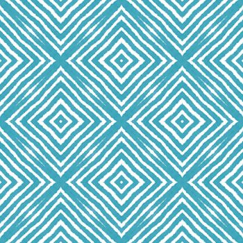 Chevron stripes design. Turquoise symmetrical kaleidoscope background. Textile ready worthy print, swimwear fabric, wallpaper, wrapping. Geometric chevron stripes pattern.