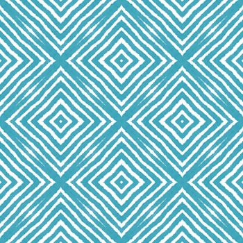 Chevron stripes design. Turquoise symmetrical kaleidoscope background. Textile ready worthy print, swimwear fabric, wallpaper, wrapping. Geometric chevron stripes pattern.