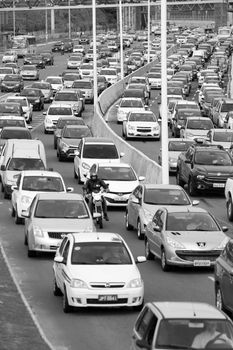 salvador, bahia, brazil - april 20, 2017: Vehicle congestion on Avenida Luiz Viana in the city of Salvador.