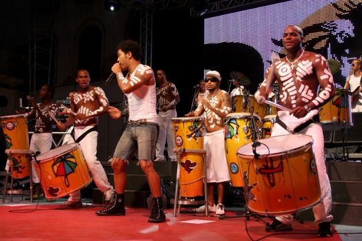 salvador, bahia, brazil - march 1, 2007: Denny Denan, lead singer of the band Timbalada during an appearance at the Museu do Ritimo in the city of Salvador.