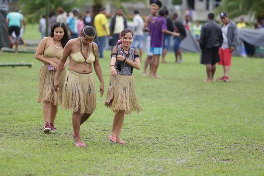 salvador, bahia / brazil - may 29, 2017: Indians from various Bahia tribes and ethnic groups camp in Salvador to discuss the political conjuncture and demand land demarcation.