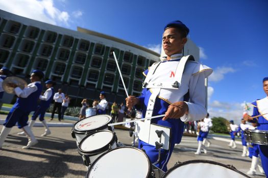 salvador, bahia / brazil - october 14, 2016: Members of Estada da Bahia public school fanfares are seen during a performance at the Bahia Administrative Center in Salvador.