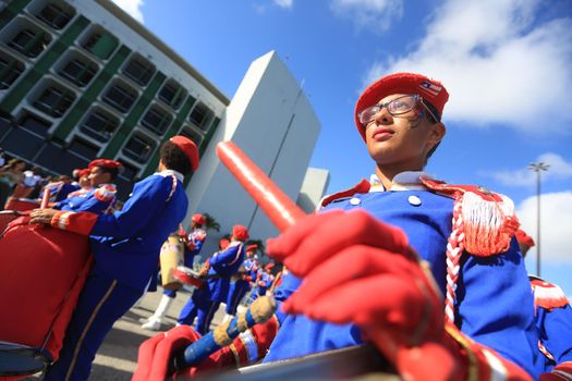 salvador, bahia / brazil - october 14, 2016: Members of Estada da Bahia public school fanfares are seen during a performance at the Bahia Administrative Center in Salvador.