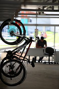 salvador, bahia, brazil - april 5, 2018: Bicycle rack of a subway station in the city of Salvador, where subway users keep their bicycles.