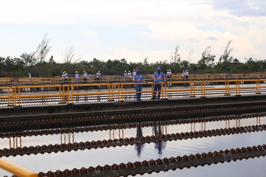 candeias, bahia, brazil - march 21, 2019: Embasa water treatment plant for distribution and consumption in the metropolitan region of Salvador.