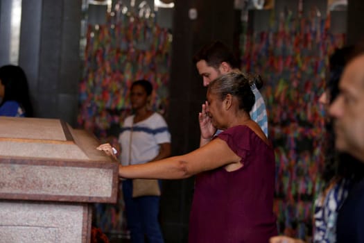 salvador, bahia, brazil - may 19, 2019: devotee visits the tomb of Santa Dulce dos Pobres in the city of Salvador.