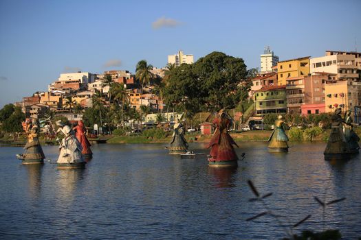 salvador, bahia / brazil - january 19, 2018: Orixa monuments seen at the Itororo Dike in Salvador.