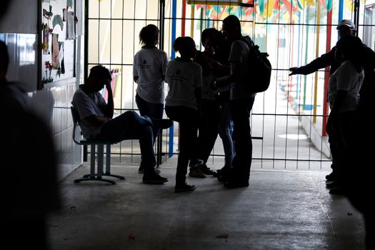 feira de santana, bahia, brazil - july 10, 2019: Students are seen in the classroom of a Feira de Santana municipal public school.
