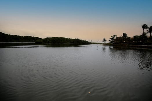 lauro de freitas, bahia, brazil - november 20, 2017: View of the river Joanes in the region of Lauro de Freitas. the water of the river receives domestic sewage from the metropolitan region of Salvador.