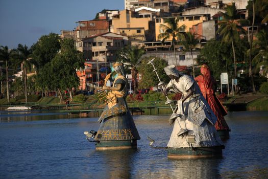 salvador, bahia / brazil - january 19, 2018: Orixa monuments seen at the Itororo Dike in Salvador.