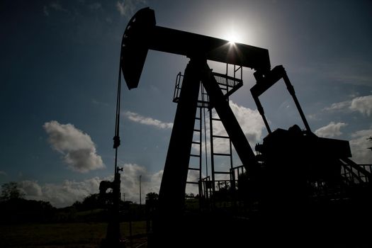 mata de sao joao, bahia / brazil - novembro 8, 2020: oil exploration machine is seen in Petrobras' field of action in the city of Mata de Sao Joao.