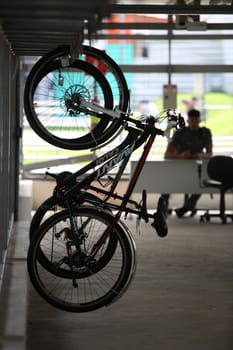 salvador, bahia, brazil - april 5, 2018: Bicycle rack of a subway station in the city of Salvador, where subway users keep their bicycles.