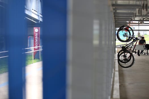 salvador, bahia, brazil - april 5, 2018: Bicycle rack of a subway station in the city of Salvador, where subway users keep their bicycles.