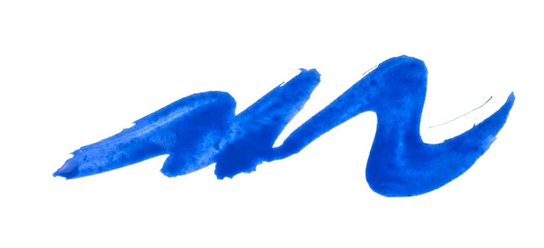 blue paint brush stroke isolated on white background