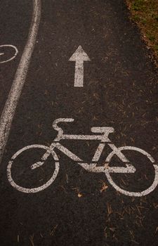 Bicycle sign on the bicycle lane