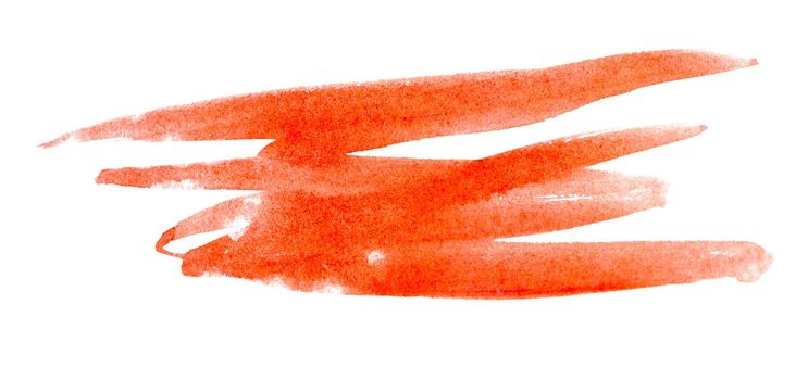 watercolor red brush stroke on white paper background