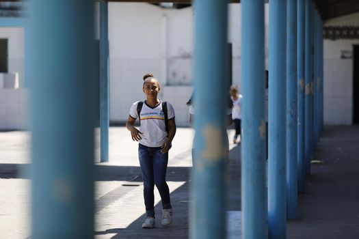 santo antonio de jesus, bahia, brazil - august 7, 2019: Students are seen in the courtyard of a public school in the city of Santo Antonio de Jesus.