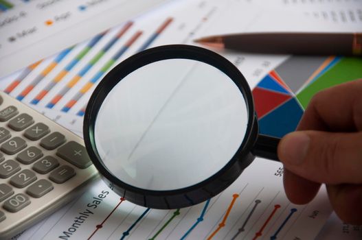 Magnifying glass with customizable space for text or ideas. Copy space and business analysis concept.