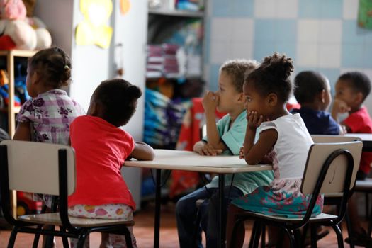 alagoinhas, bahia, brazil - july 3, 2019: children are seen at a municipal day care center in the city of Alagoinhas.

