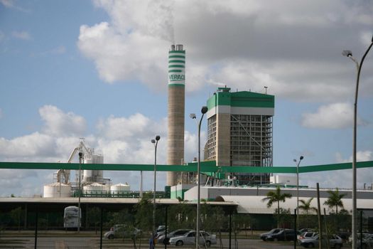 eunapolis, bahia, brazil - august 30, 2008: Veracel Celulose factory facade in the city of Eunapolis, in southern Bahia.