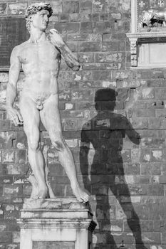 David by Michelangelo Buonarroti in Florence, Italy. Famous masterpiece male perfection