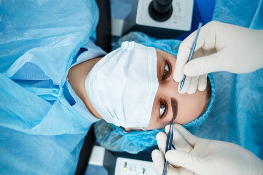 Medical laser eye correction. Medicine technology eye operation.