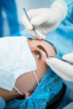 Medical laser eye correction. Medicine technology eye operation.
