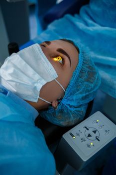 Medical laser eye correction. Medicine technology eye operation.