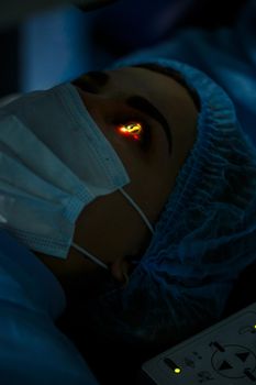 Medical laser eye correction. Medicine technology eye operation.