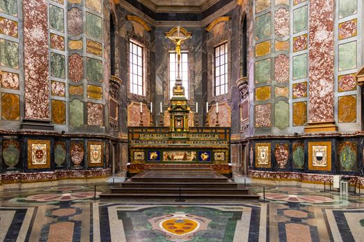 Florence, Italy - circa July 2021. Medici Chapels interior - Cappelle Medicee. Michelangelo Renaissance art.