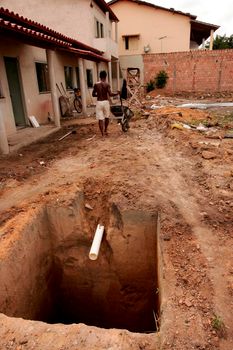 Eunapolis, Bahia / Brazil - February 3, 2010: Septic tank is seen during construction residence in the city of Eunapolis.