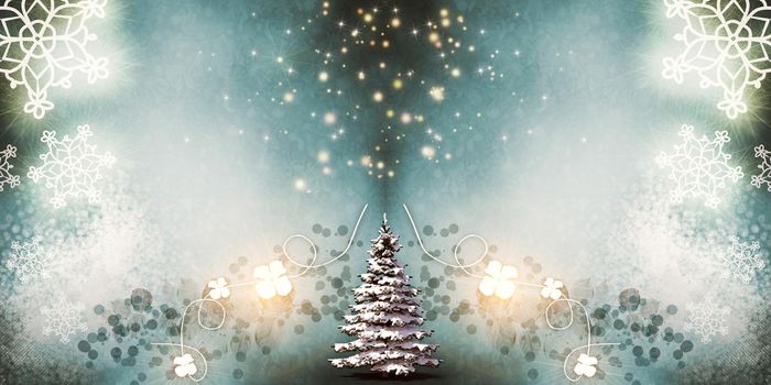 Christmas sparkling gift template with space to copy. The concept of a Merry Christmas. Festive decoration for the Christmas Eve holiday, for the New Year.