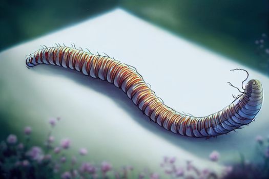Scary big garden worms.Earthworm like worm.Snakelike worm.Worm with white background. , anime style