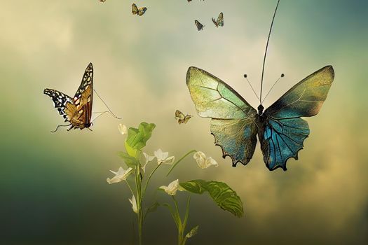 Natural background with natural butterfly. High quality illustration