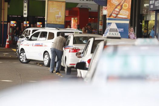 salvador, bahia / barazil - january 12, 2016: Taxi queue is seen at Salvador city bus station.