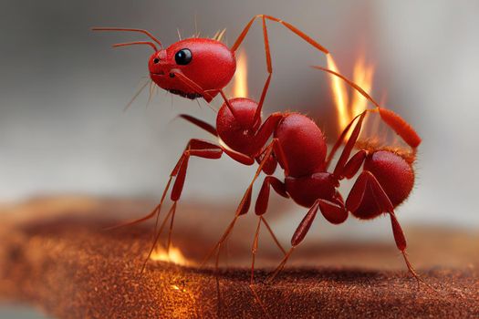 3D Realistic Red imported fire ant, Action of fire ant