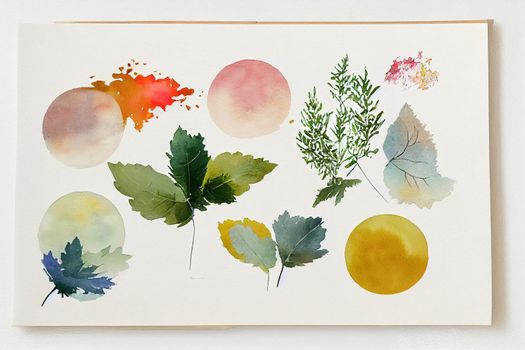 Natural watercolor set, isolated on white. High quality illustration