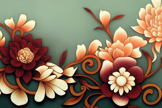 Beautiful flower motif border element. High quality illustration