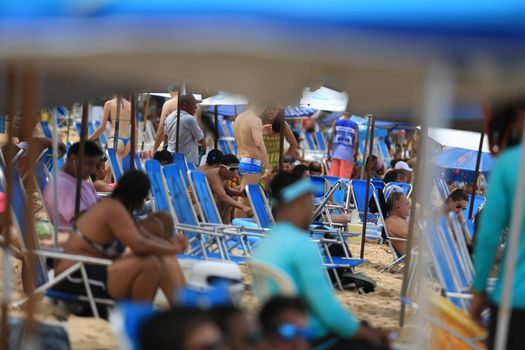salvador, bahia / brazil - february 21, 2016: People are seen at the Porto da Barra beach in Salvador.