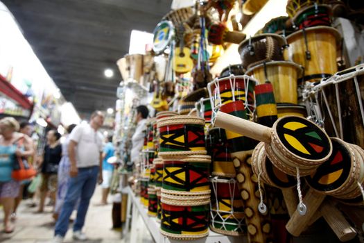 salvador, bahia, brazil - september 20, 2016: souvenir shops at Mercado Modelo in the city of Salvador.