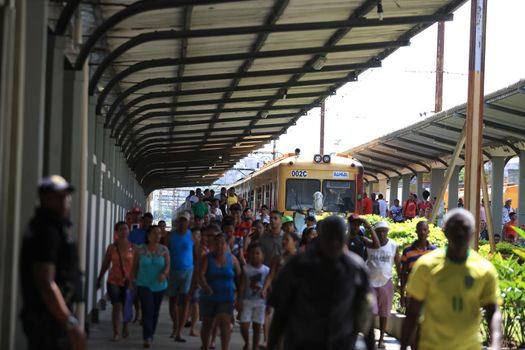 salvador, bahia, brazil - september 17, 2016: Suburban train station in Calcada neighborhood in Salvador.